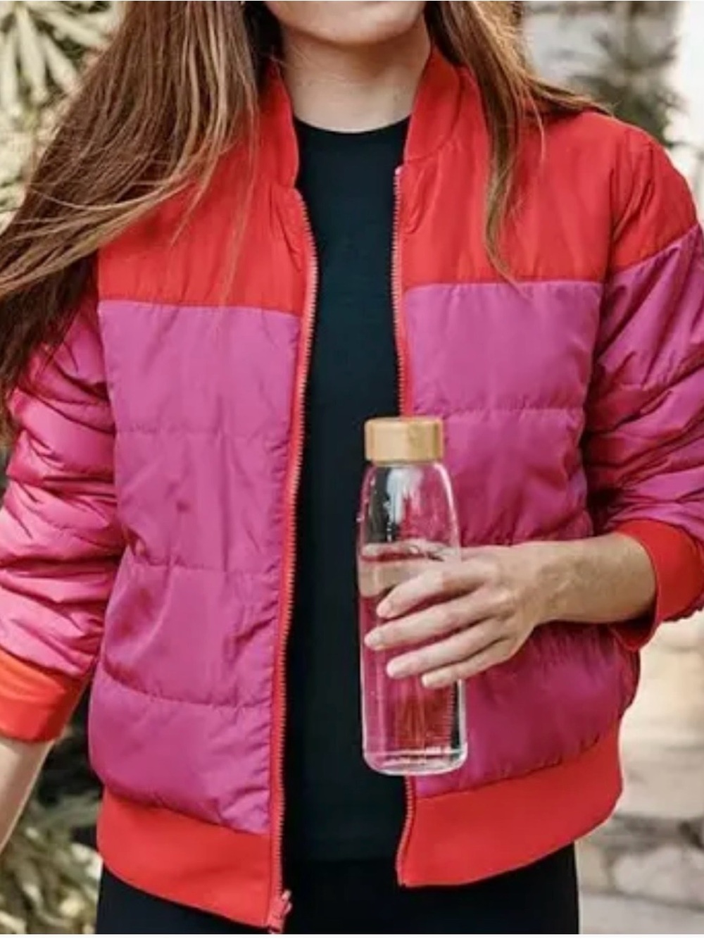 summersalt reversible Colorblock Puffer Jacket in Red & Pink. NWT